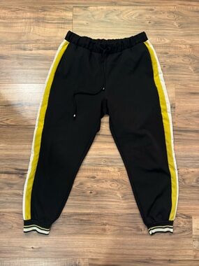 ZARA Black Jogger Pants with Yellow & White Side Stripe